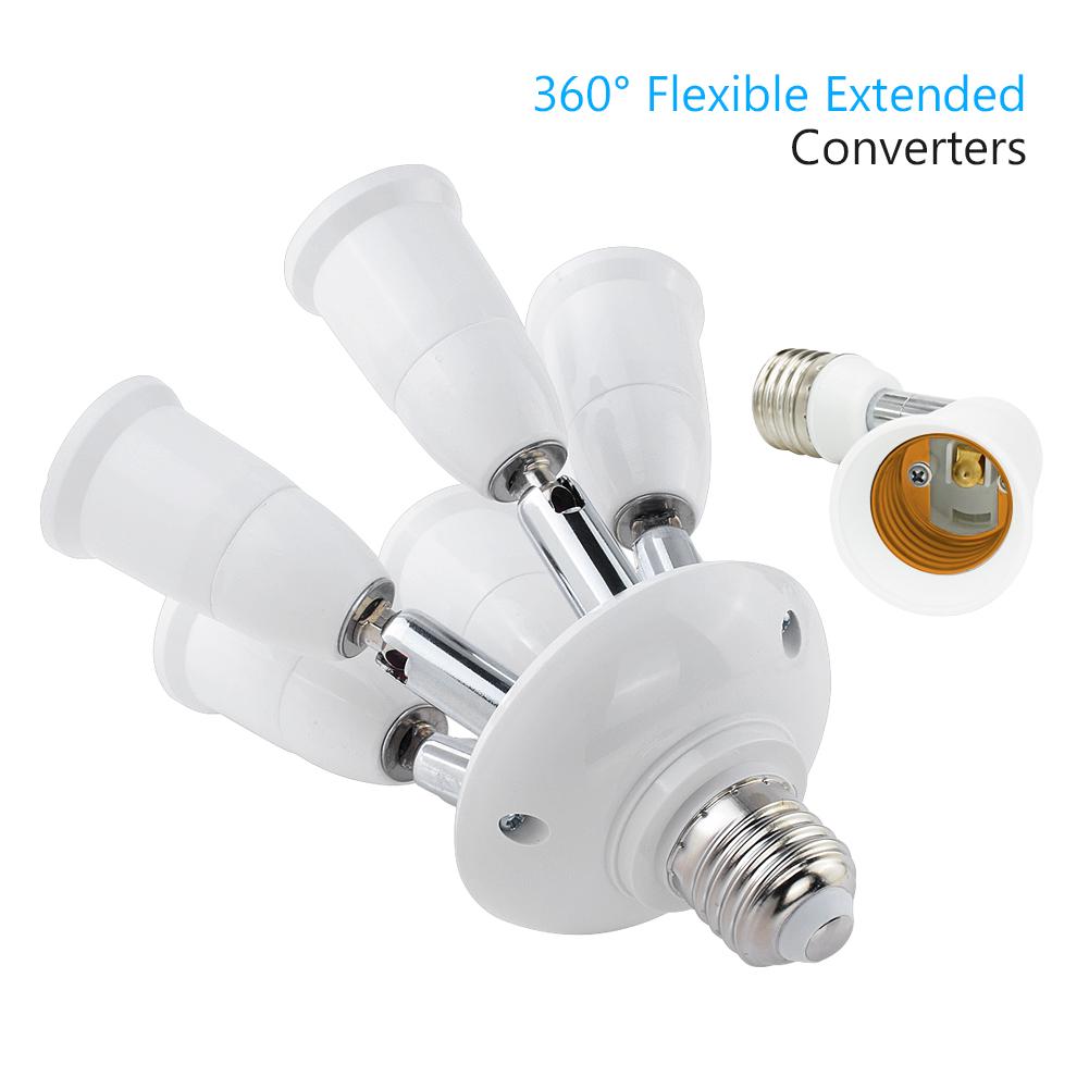 E27 To E27 Multi-Socket Splitter – 2/3/4/5-in-1, 360° Adjustable Rotatable Light Converter Adapter