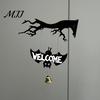 Gothic Home Accents Halloween Ghost Swing Bat WELCOME Wind Chime, Bell Door Decoration with Vintage Copper Dead Tree Silhouette Bells, Rustic