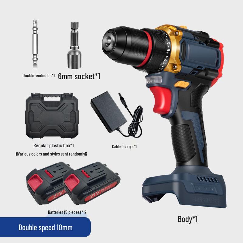 Cross 21V Lithium Battery Hand Drill Screwdriver - Multifunctional Electric Impact Tool