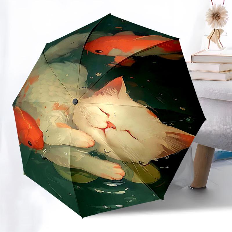 

1pc Koi Fish Pond Automatic Opening/Closing Umbrella, Portable Folding Design, Iron Frame Outdoor for Fans, Travelers & Daily Use.V085