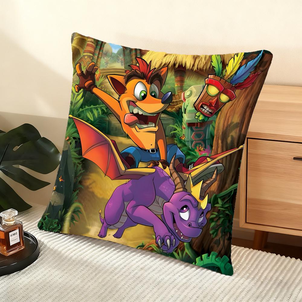 Crash Bandicoot Cushion Cover Soft Short Plush Pillow Cover Smooth Cozy Texture Aesthetic Cushion Case Home Decor