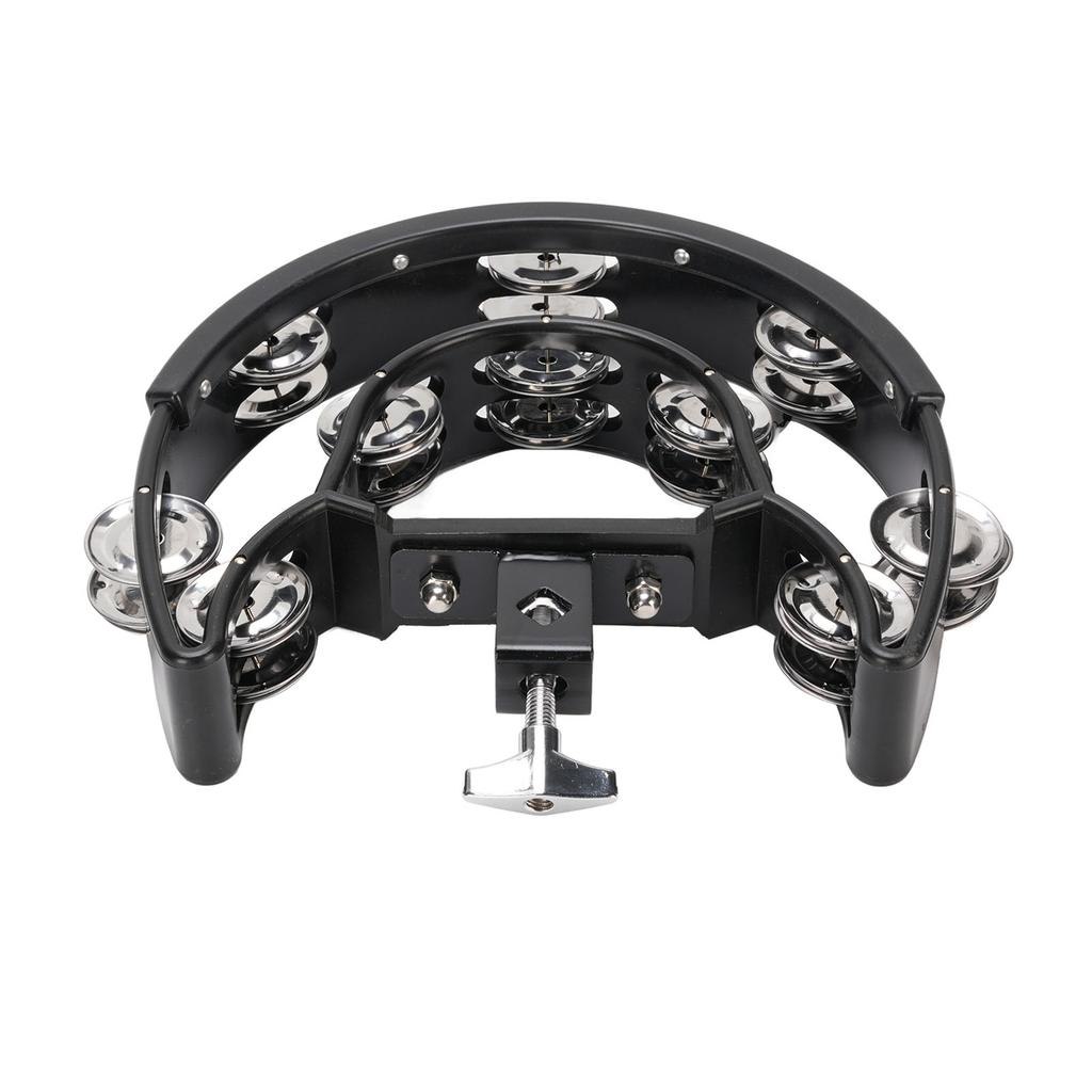 Jingles Ręczny Instrument Perkusyjny Mocowany Ergonomiczny Design Podwójny Rząd Półksiężycowy Tamburyn Muzyczny dla