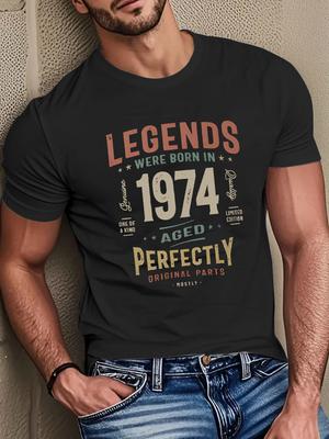 1974 Limited Edition Retro-Thema Aufdruck Weiches und Trendiges Kurzarm-T-Shirt für die 1974 Geborenen Herren-T-Shirts für den Sommer