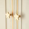 Decorative Brass Kitchen Cabinet Knobs Gold Star Drawer Dresser Knob Pulls Furniture Cupboard Handles Modern (4), Medium
