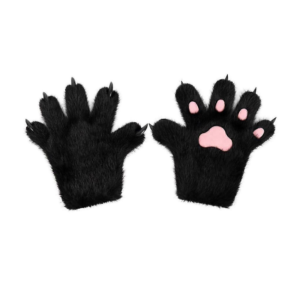 Winter Warm Cats Paws Gloves Anime Costume Cosplay Beast Paws Hand Gloves Theme Party Handwear Animation Roleplay Handwear Blacpowder-Good