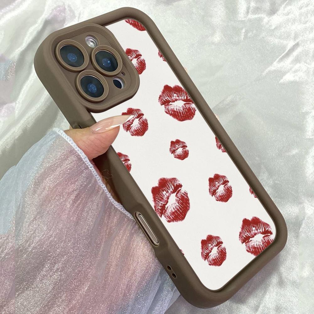 

JT314 Поцілунок губ для iPhone 17 16 15 14 Pro Max Samsung S26 S25 Ultra A17 A16 A07 A56 A06 A13 Xiaomi 15T Redmi 15c Note 14 М який чохол Redmi 15C 4G/5G(171.6) коричневий