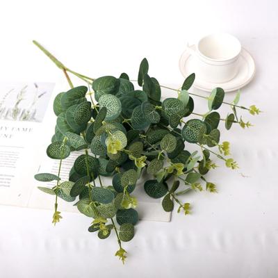 Artificial Eucalyptus Plant: 4 Stems with 16 Silk Leaves for Gardening and Decor