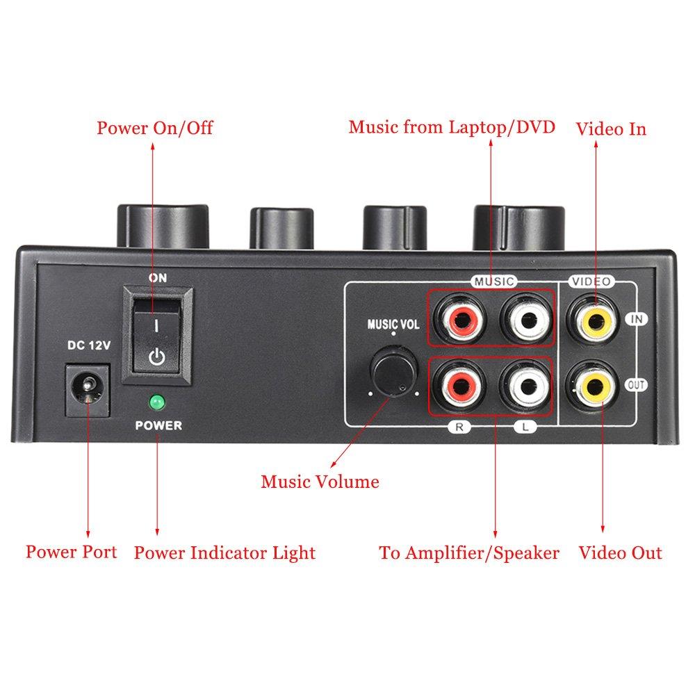 Btuty Karaoke Sound Mixer N-1 Dual Microphone Input with Cable Black