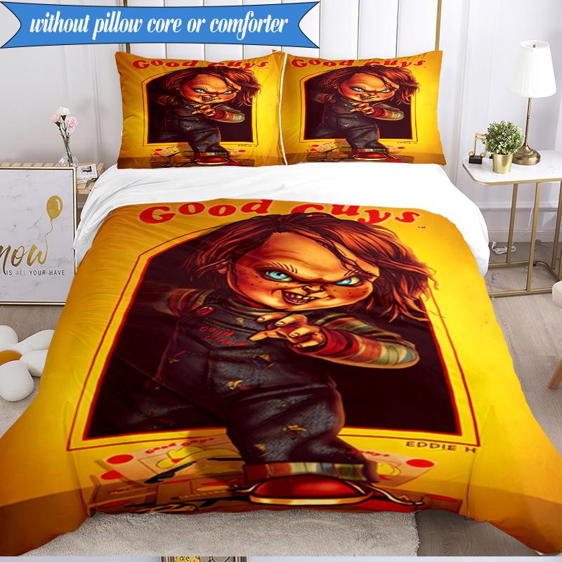 Chucky's Halloween Horror 3pcs K-pop Music Group Bedding set,Ideal for Bedroom, Dormitory,Including Duvet Cover And 2pcs Pillowcases,Fan Gifts