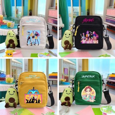Korean Style Cute Demon Hunter Cartoon Canvas Square Bag for Kids and Teens