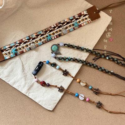 Bohemian Ethnic Retro Waist Chain & Silk Ribbon Hair Accessory Set