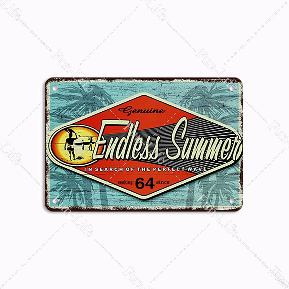 Beach Tin Sign Bar Pub Cafe Shop Wall Surfing Decoration Vintage Metal Art Sticker Poster Home Decor Iron Plate 20x30 cm