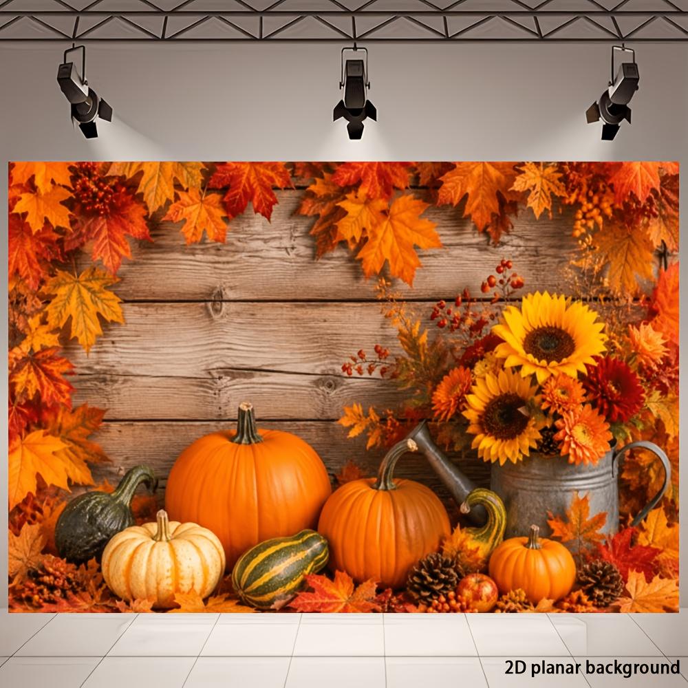 2D planar flag autumn harvest-themed banner background fabric featuring pumpkins and maple leaveszyc