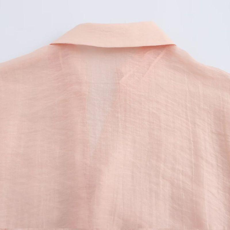 Kaslead New Arrival Women's Fashion Style Fashion Double Breasted Fashion Long Sleeve Lapel Shirt 5029054