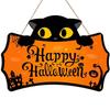 Handcrafted Wooden Halloween Door Hanger With Spooky Skeleton And Pumpkin Artwork Holiday Wooden Signboard