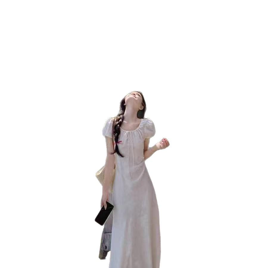 Elegant French Socialite Dress: Slim, Light Luxury Jacquard with Drawstring and Puff Sleeves
