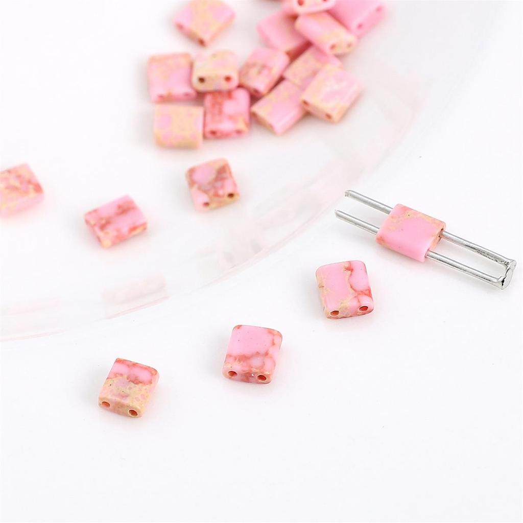 Black Hematite Emperor Stone Square Two-Hole Loose Beads for DIY Jewelry Making