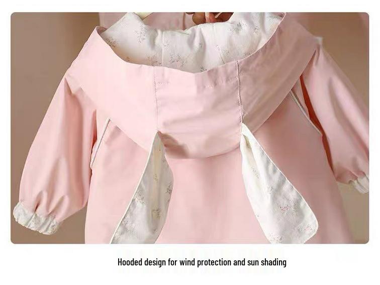 Newborn Baby Girl Sweet Hooded Romper Windbreaker - Spring/Autumn Outerwear
