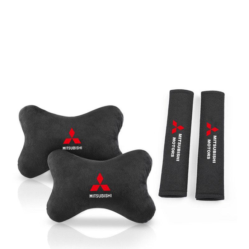 Car Neck Pillow Car Safety Headrest Cover Auto Seat Belt Shoulder Pads for Mitsubishi ASX Pajero Outlander EVO Lancer EX