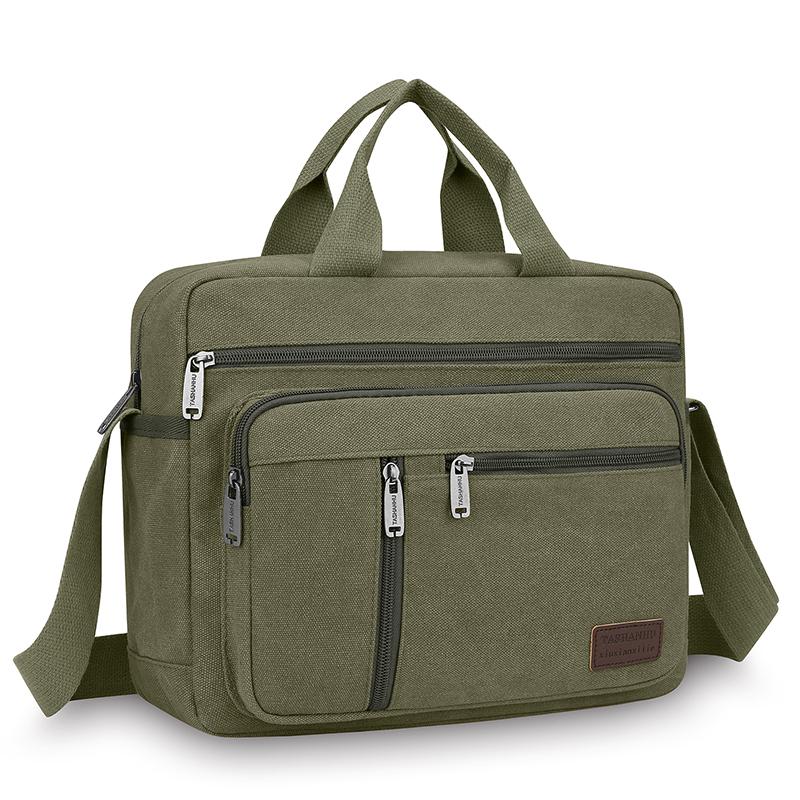 Classic Canvas Messenger Bag - Men's Crossbody Shoulder Tote for Work & Travel (Water Resistant Durable Handbag)