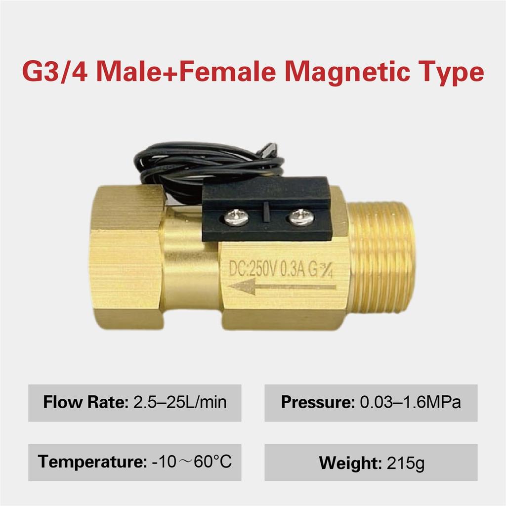 Brass Flow Switch Flow Meter Flowmeter 1.5‑3L/min G1/4 G1/2 Low Flow Water Normally Open Magnetic Spring Sensor Industrial