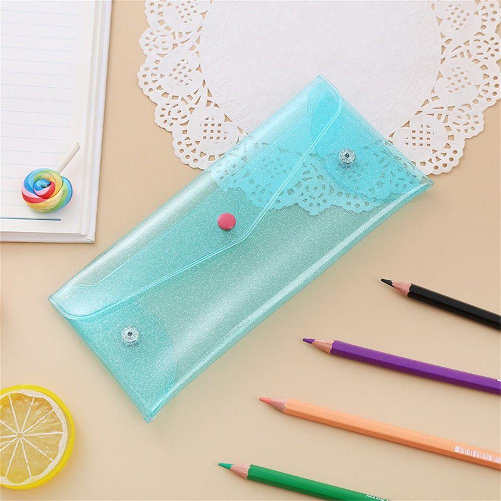 Glitter PVC Pencil Bags Waterproof Stationary Organizer Pencil Case  Desk Accessoriesback