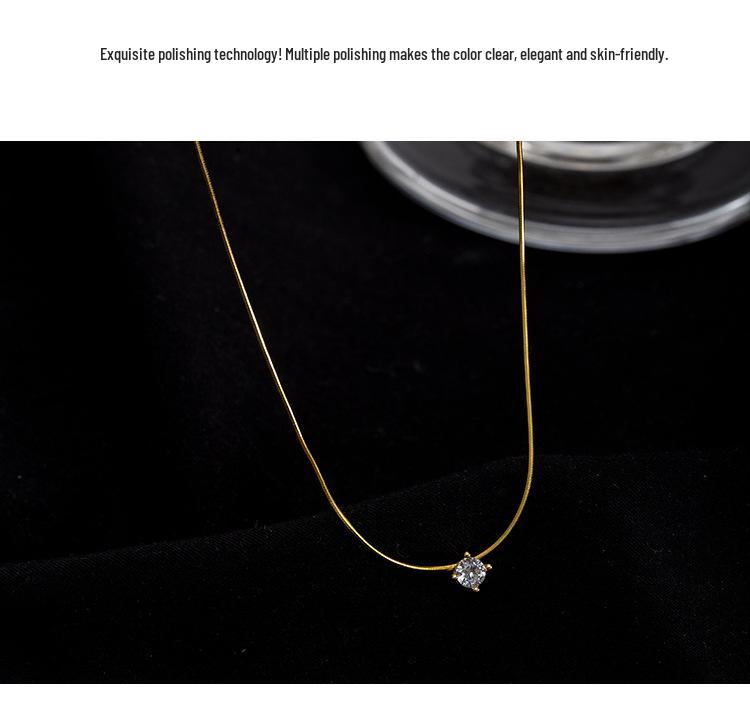 2023 Exquisite Four-Claw Zircon Stone Sterling Silver Necklace – Light Luxury Niche Clavicle Chain Trend