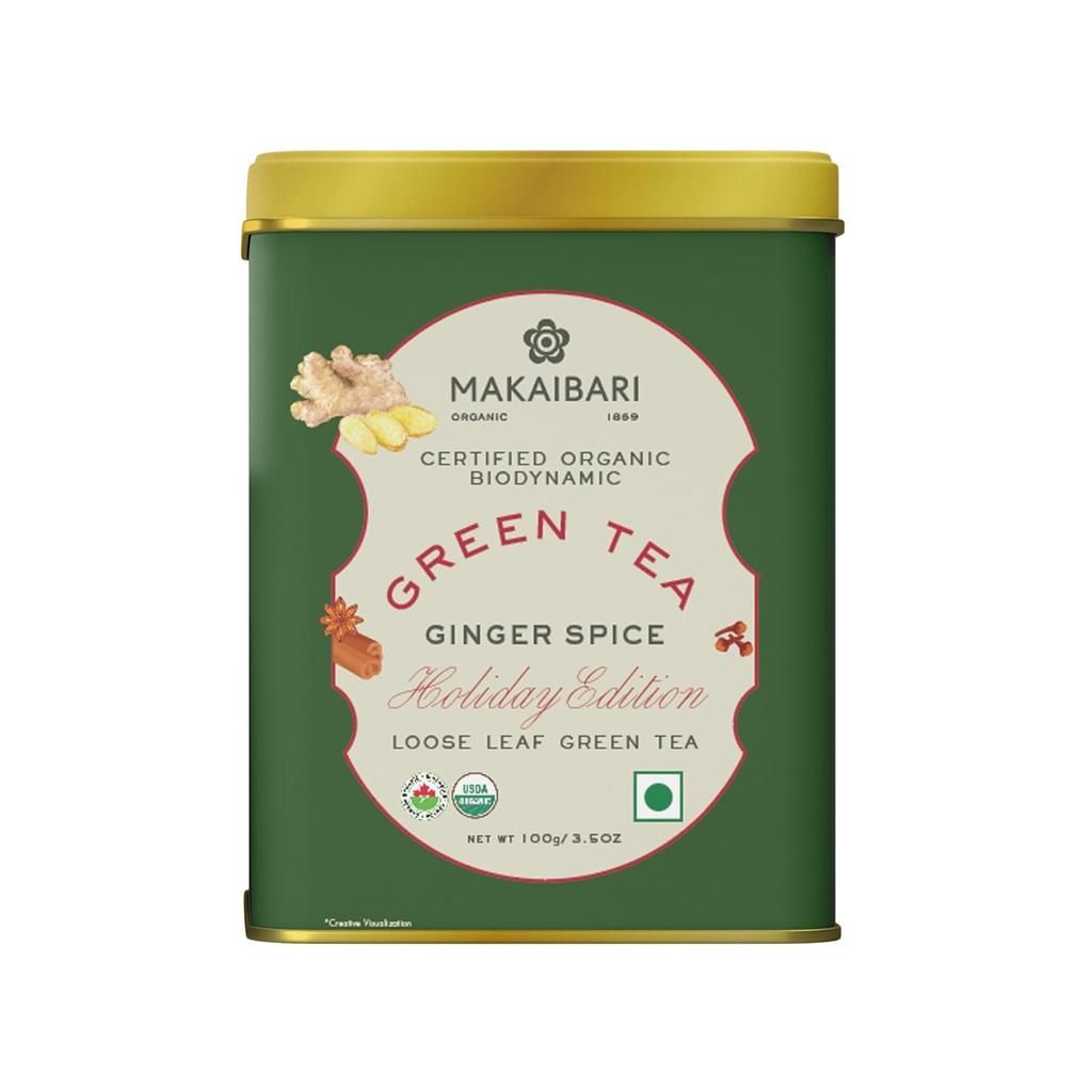 Зеленый чай с Имбирем и специями (100 г), Green Tea Ginger Spice, Makaibari