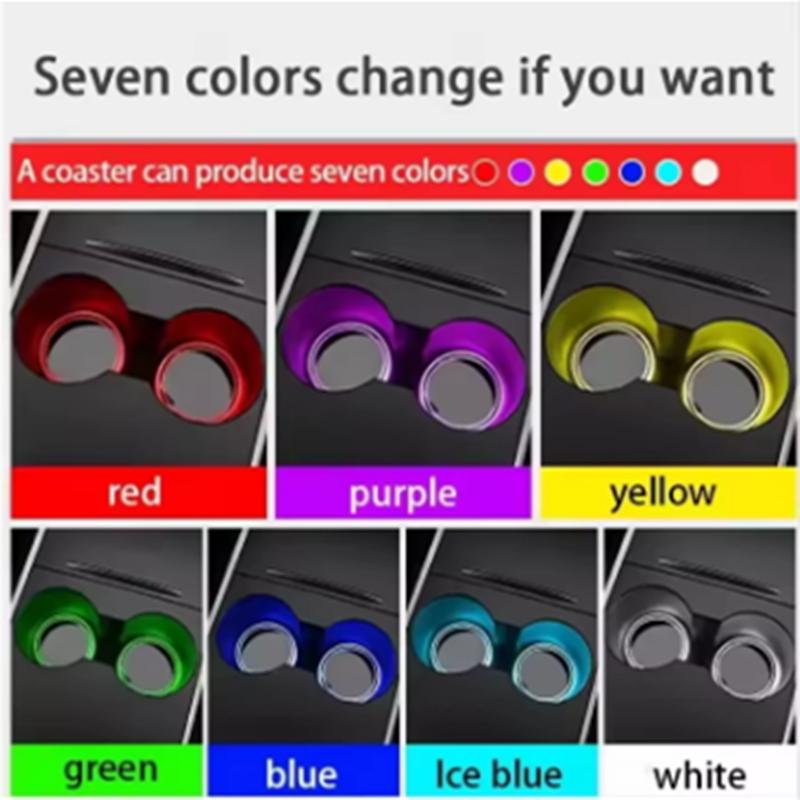 7Colors Car Coasters Cup Holder LED Light Mats Bottle Light Sensor Atmosphere Interior Accessories Universal