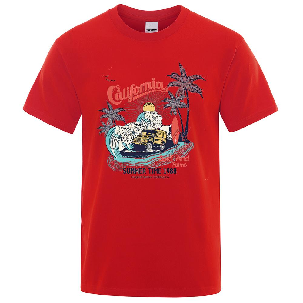 California Summer Time 1988 Prints Tshirt Men Women Casual Sweat Loose Tee Clothes Cotton Comfortable Soft  T-Shirt