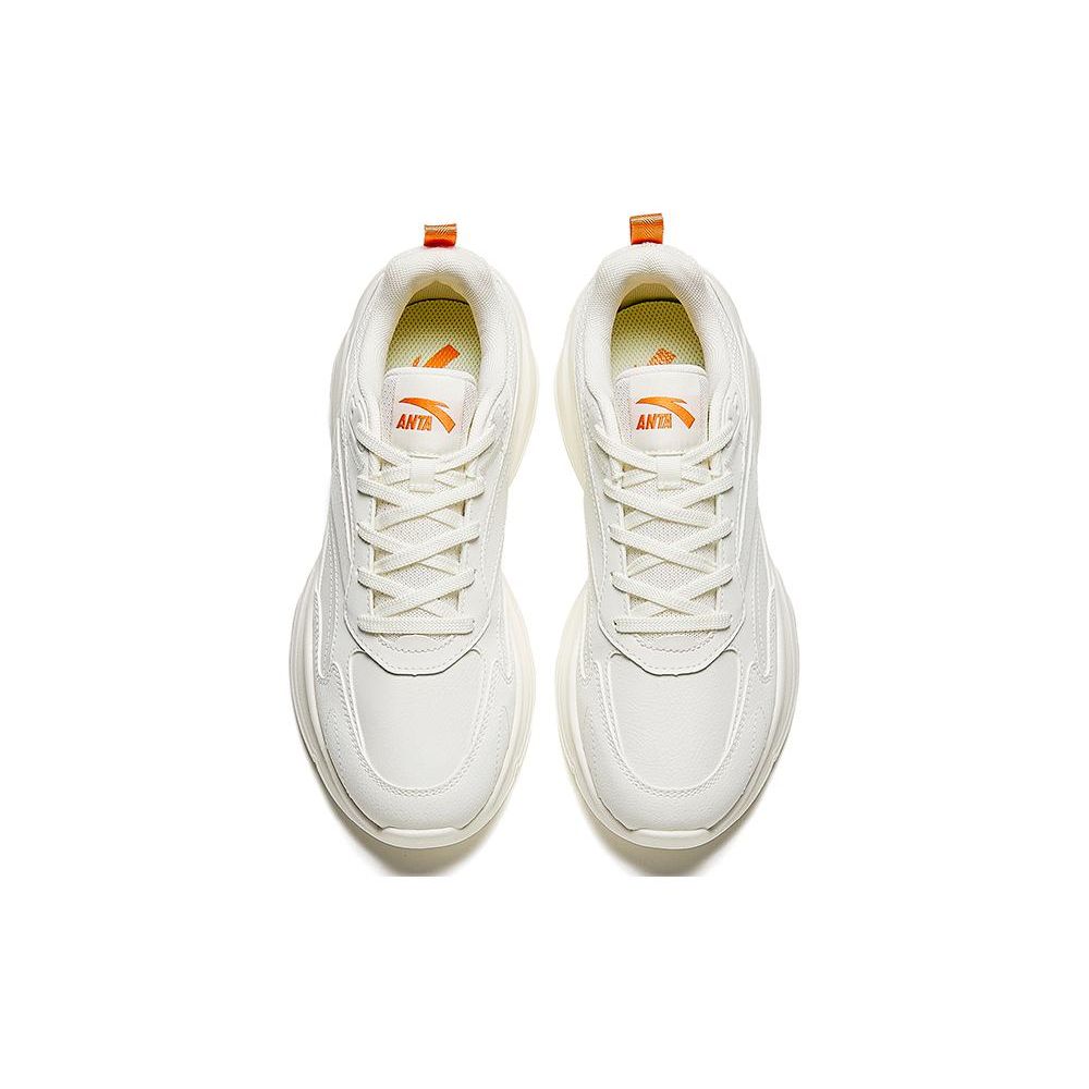 Anta Comfortable Versatile Lightweight Durable Breathable Low-Top Casual Shoes Women Sneakers White Orange 122348812-5