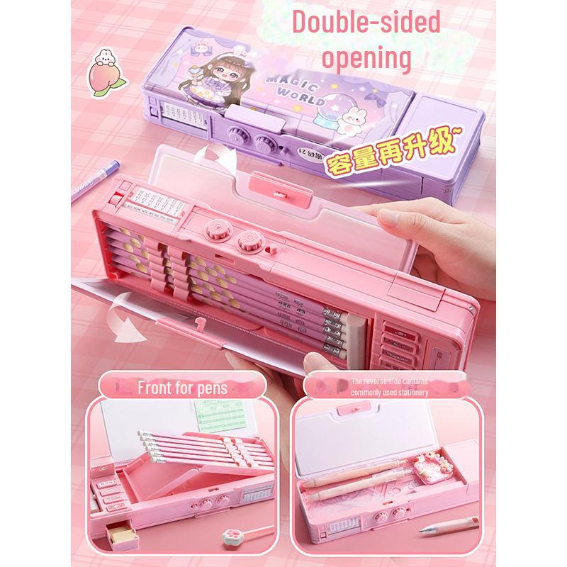 Høyteknologisk multifunksjonelt dobbeltsidig penal med passordlås for jenter og gutter