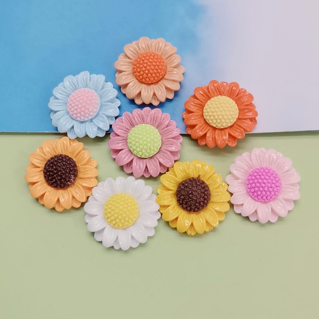 25mm Cute Sunflower Resin Mini Flat Back Scrapbook Kawaii DIY Embellishments Accessories Decor