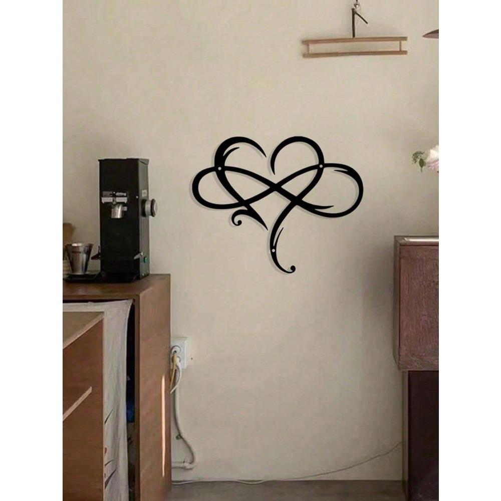 1pc Metal Infinity Heart Wall Art Sculpture Eternal Love Symbol Hollow Geometric Plaque Home Room Decor