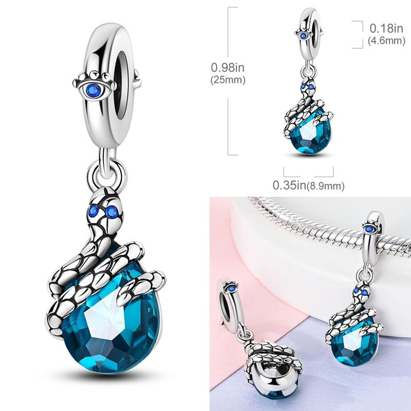 Copper Sapphire Charms Beads Blue Stone Dangle Cute Pet Hold Blue Heart Pendants Original Accessories Bracelets Jewelry Gift