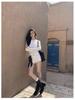 Raspberry Pink One-Shoulder Round Neck Long Sleeve Women's Slimming Top