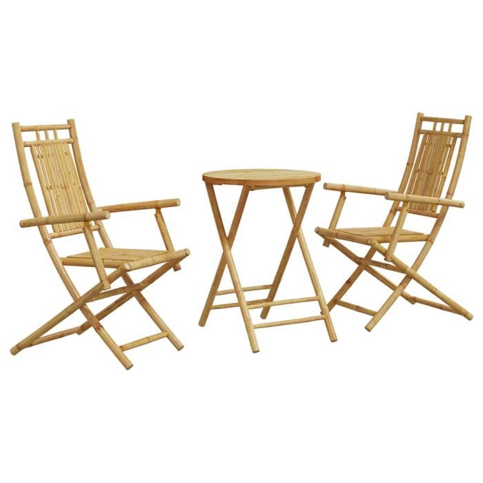 VidaXL 3-piece Bamboo Bistro Set, Garden Bistro Set, Balcony Set, Outdoor Furniture Set 3278535