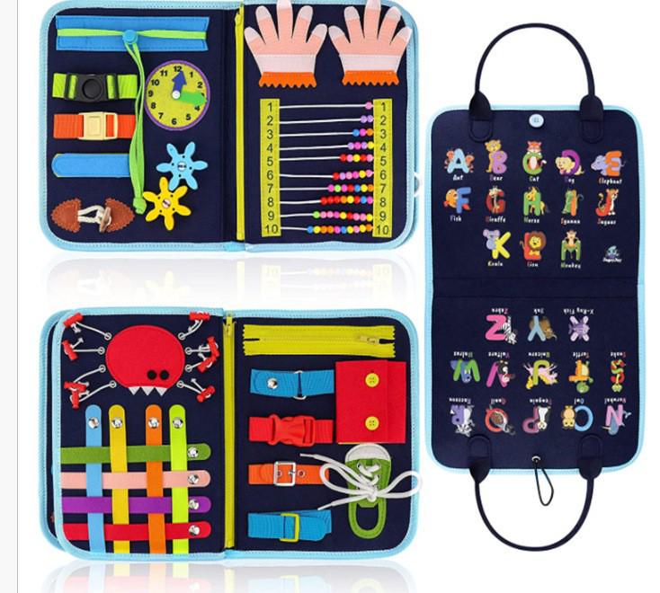 Montessori Dinosaur & Elephant Felt Busy Board Puzzle for Early Childhood Education