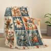 Współczesny wielokolorowy patchwork kwiatowy flanelowy koc - Miękki ciepły odpowiedni do sofy łóżka, na kemping, do biura i w podróż - Przytulny narzuta na łóżko z pościelą