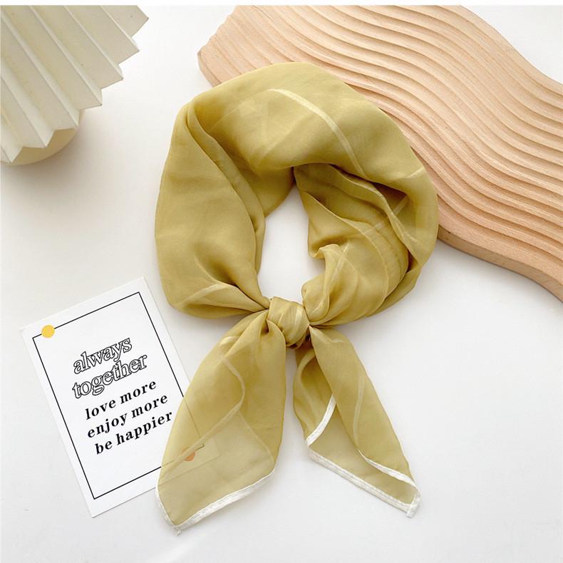 

Жіноча прозора шовкова квадратна хустка 70 см: Універсальна однотонна пляжна хустка на голову