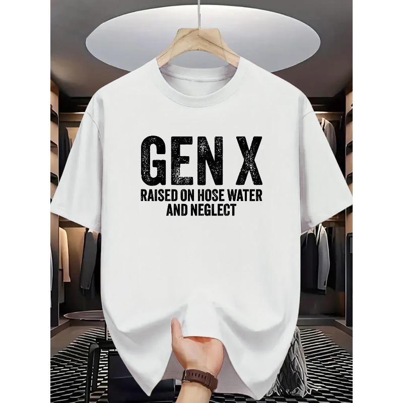 

European sizes Gen X Raised on Hose Water and Neglect Printed Short-Sleeve T-Shirt, Vintage Style, Perfect 4XL білий
