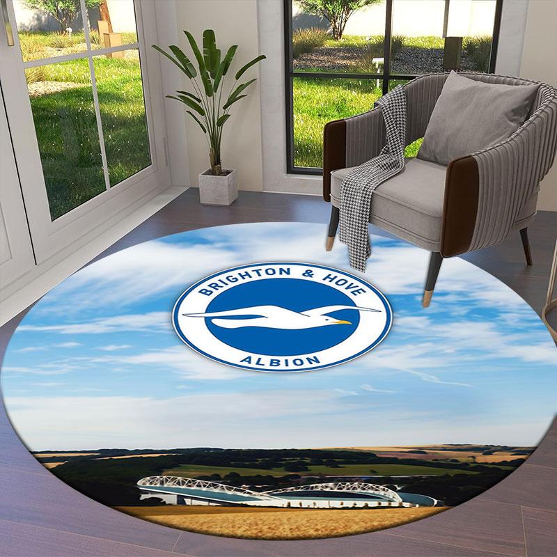 Brighton & Hove Albion Round Area Rug,Carpet Rug for Living Room Bedroom Sofa Playroom Decor,Non-slip Floor Mat