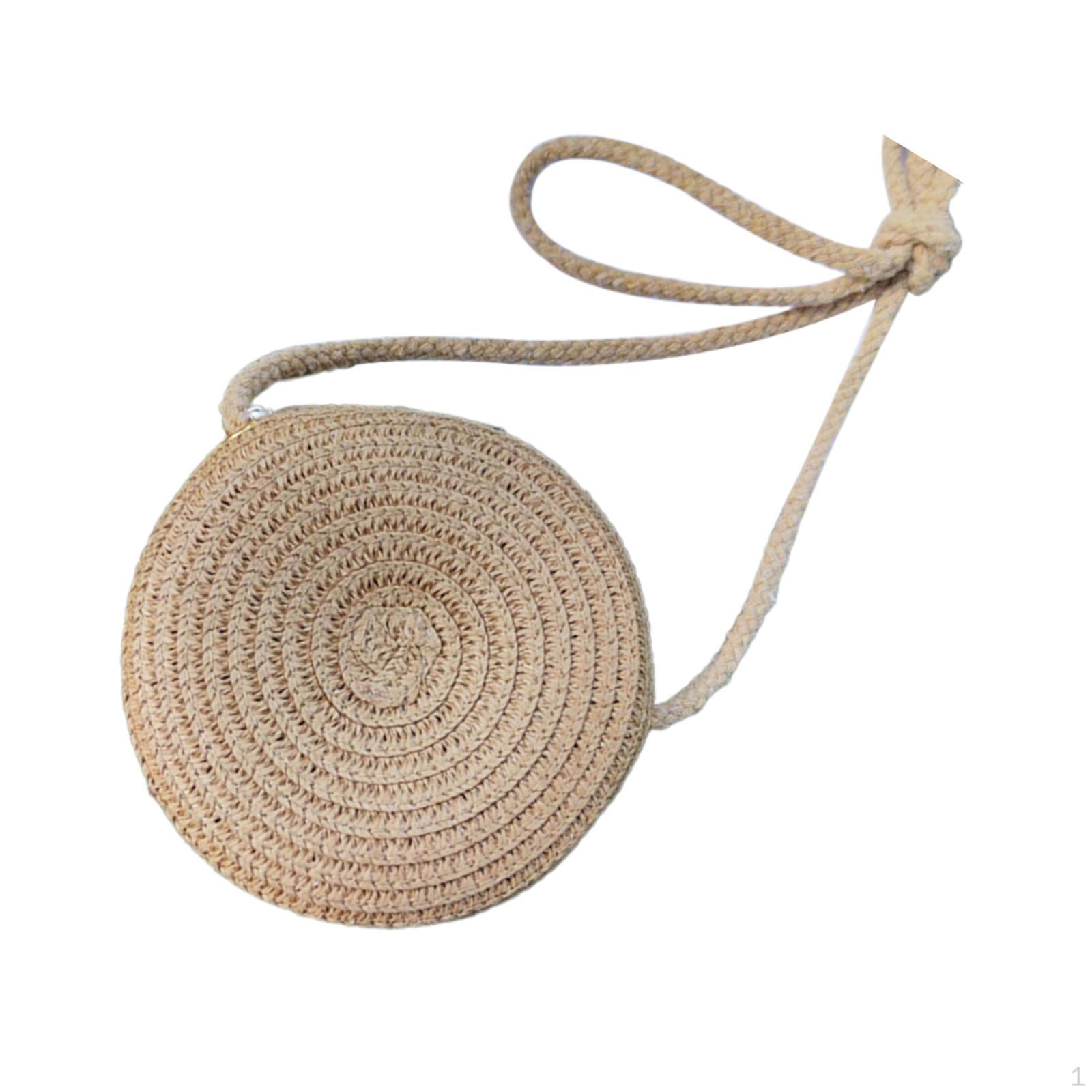 

Weaving Crossbody Bag Lady Round Women Shoulder for Shopping Events Traveling коричневий