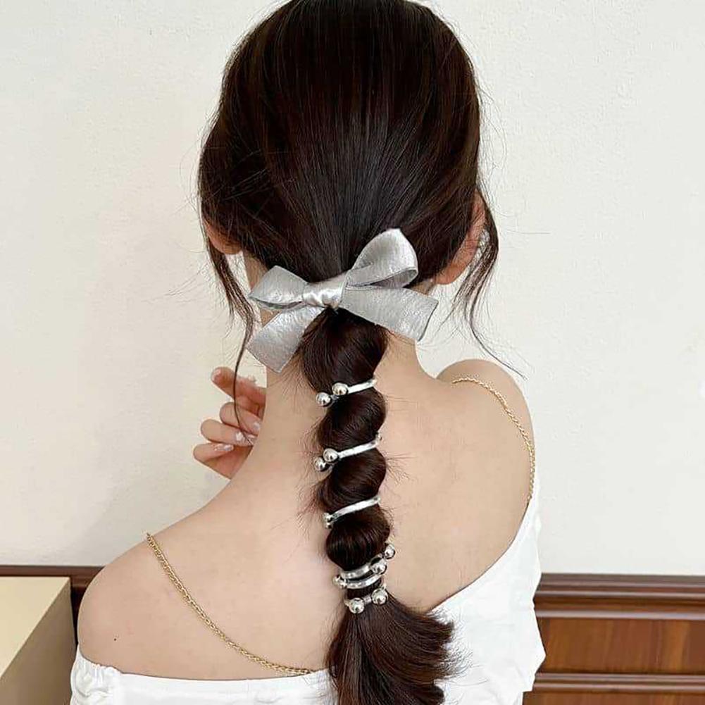 Bowknot Telephone Wire Hair Band Simple Durable Braided Hair Tie Highly Elastic Bubble Braid Headwear Hair Accessories