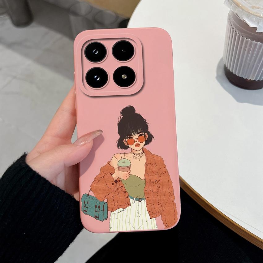 Trendy Girl Liquid Silicone Phone Case For Xiaomi 17 14 14T 15 15T Pro Poco C71 C75 M7 M8 F7 F8 Casing Premium Anti Slip Durable Shell For Xiaomi Capa