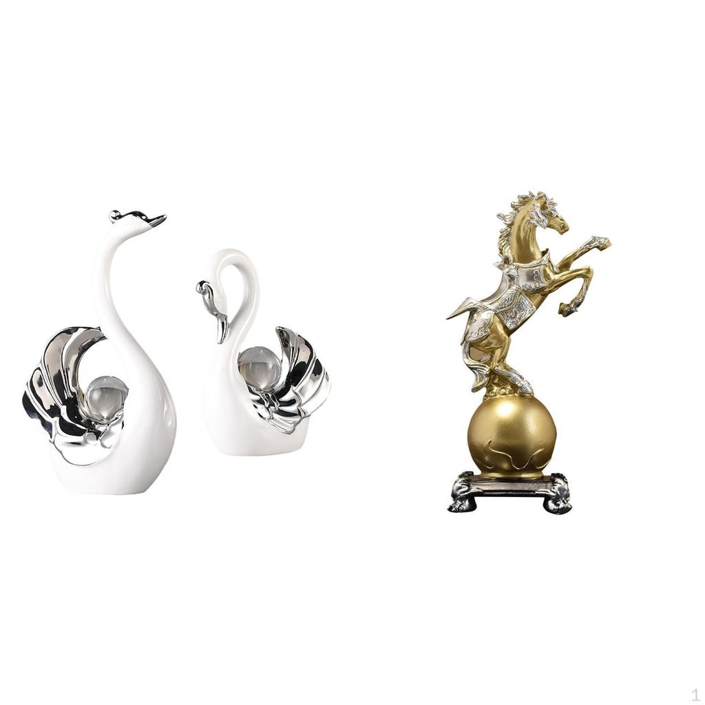 Collectible Swan Figurines Horse Statue Modern Art Craft Ornament for Living Room Decor Centerpiece