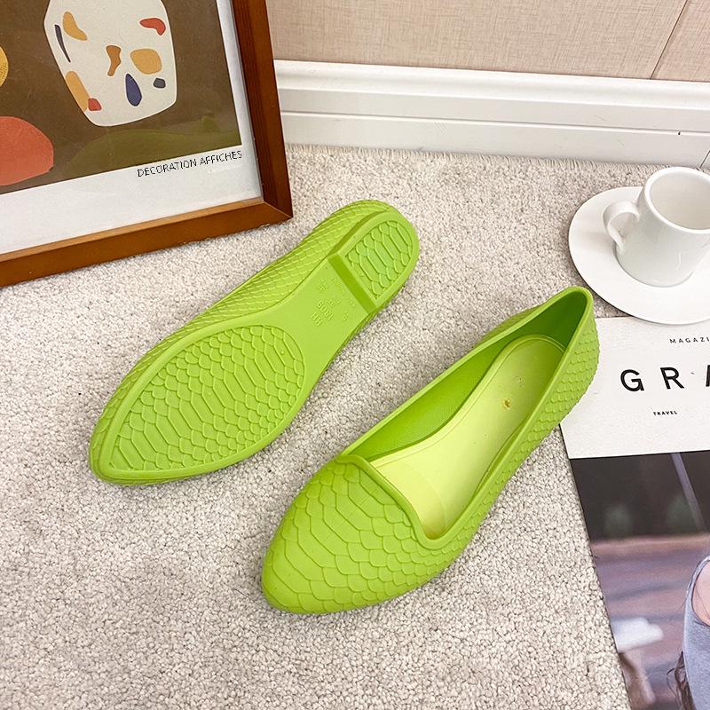 „Sandale Jelly de vară pentru femei, culoare uni”: Pantof plat cu toc jos, design cu gură mică"