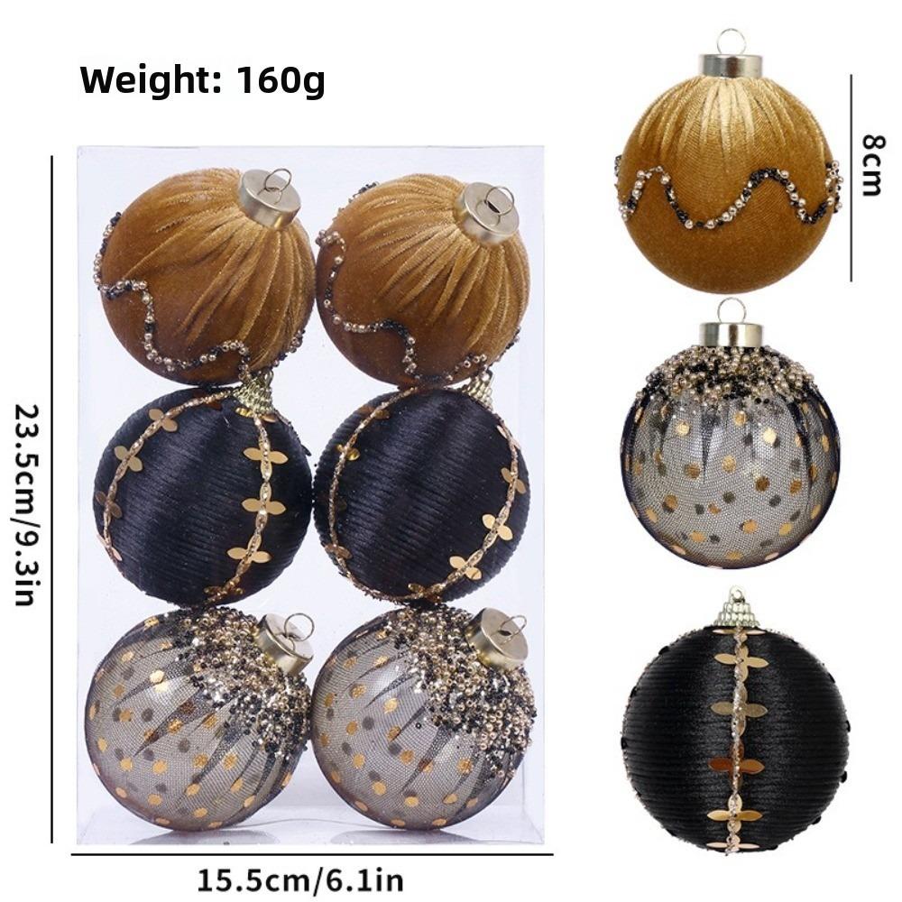 6pcs New Foam Christmas Ball Pendant Wrap Cloth 8cm Xmas Tree Charm Christmas Supplies Merry Christmas