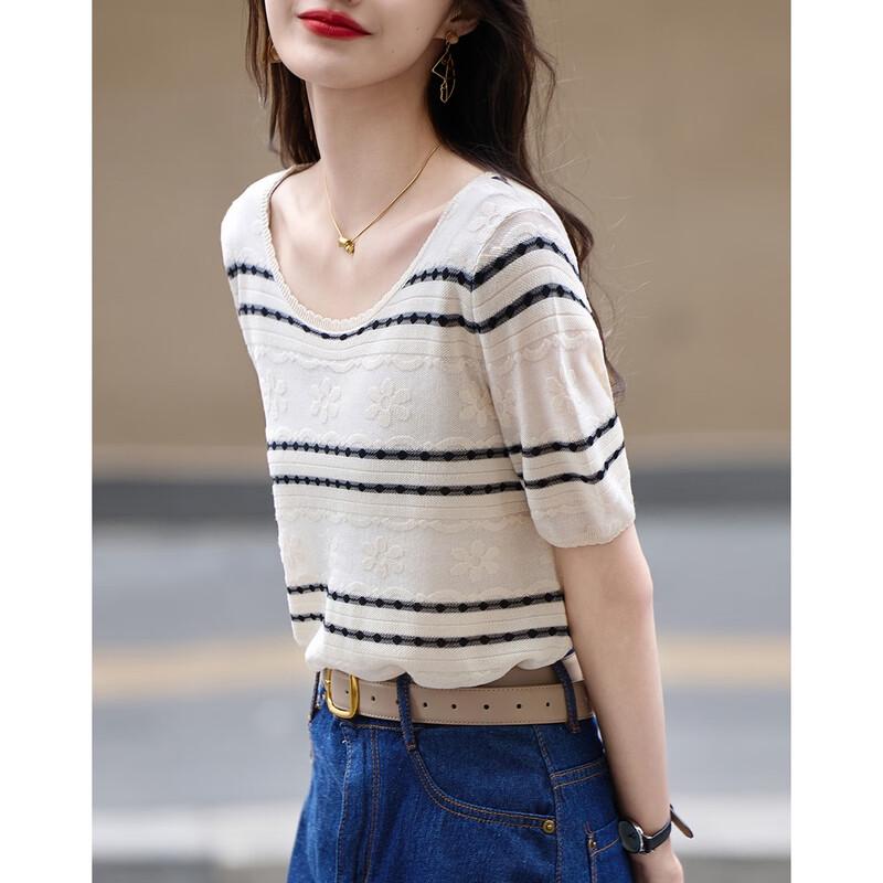 Demana London Holiday Lyocell Striped Jacquard Knit Top