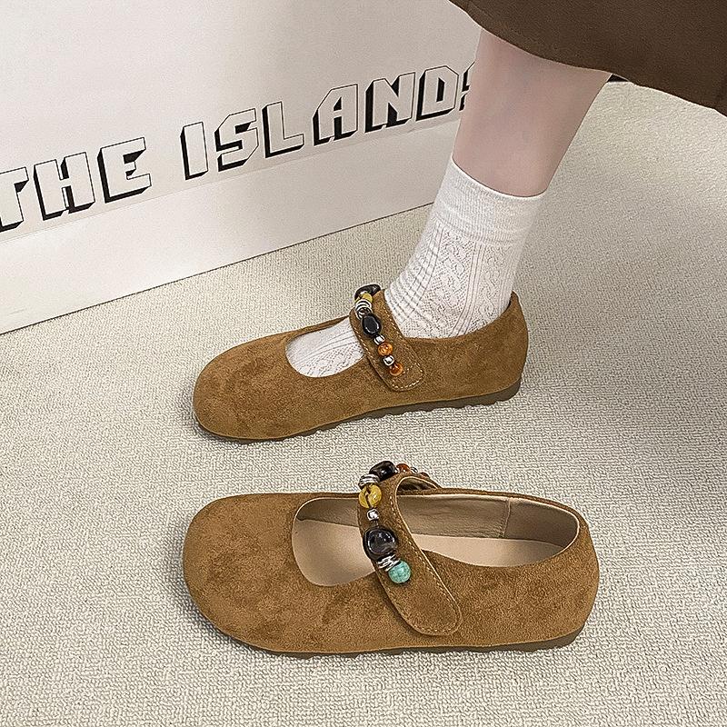 Autumn new shallow mouth shoes women's flat Mary Jane shoes single shoes women's comfortable retro style round head women's shoes